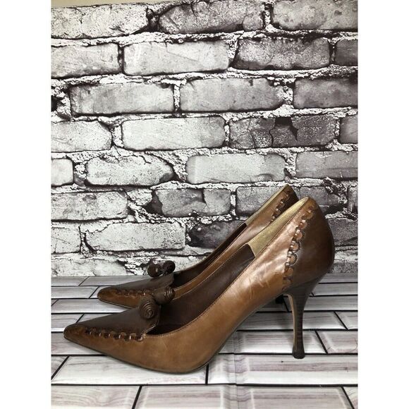 Max Studio Quibble Brown Leather Pointed Tassel High Heels Women Sz 8.5M US/39EU - Picture 10 of 16